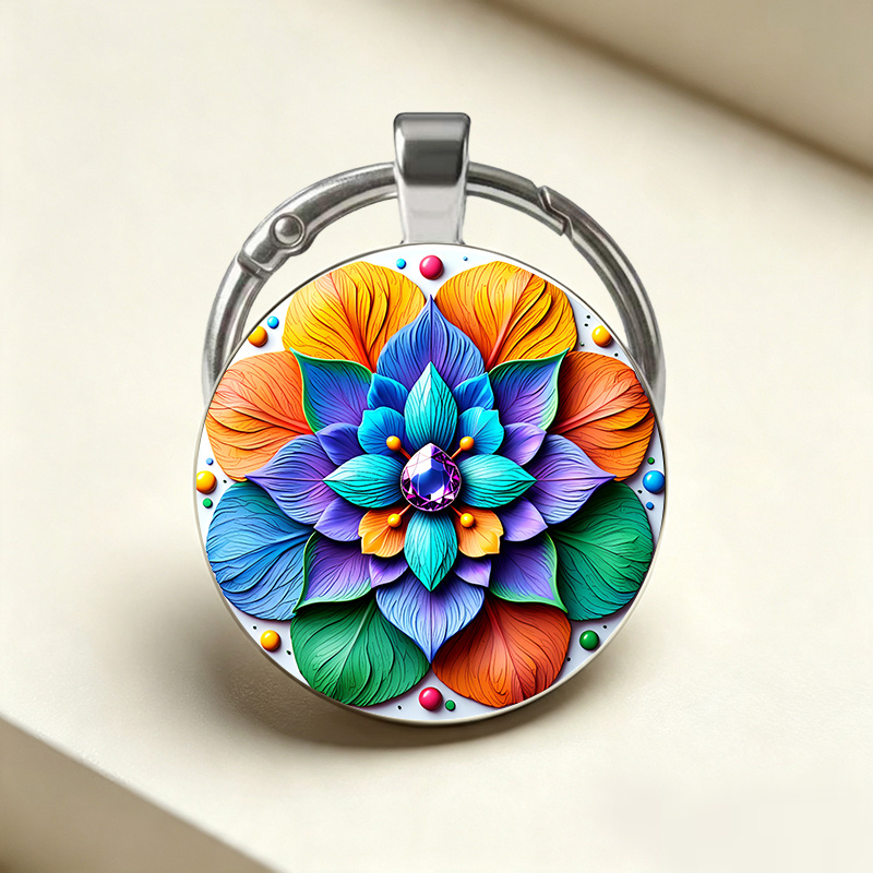 Iridescent Lotus Theme Keychain